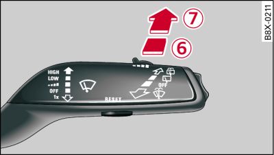 Windscreen wiper lever: Operating the rear wiper